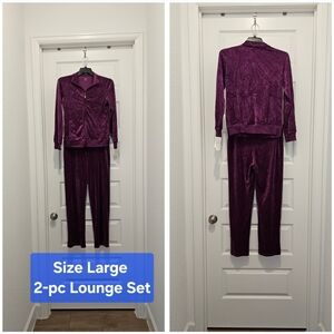 NY Apparel Velour 2-pc Lounge Set, NWT, Size Large